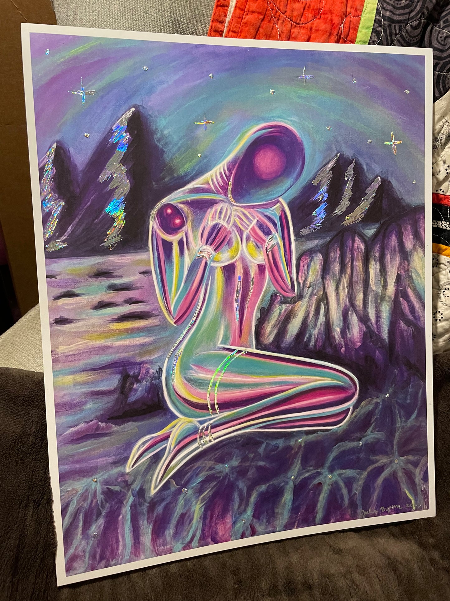 “Lagoon Lady” Hand Embellished Print